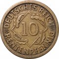 Веймарская республика 10 рентенпфеннигов 1924 год (J)