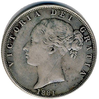 Великобритания 1/2 кроны 1881 год