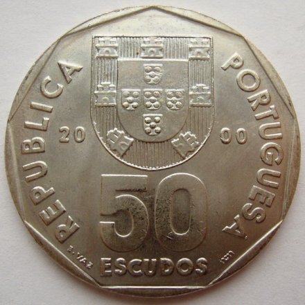 Португалия 50 эскудо 2000 года - Корабль (нечастый год)