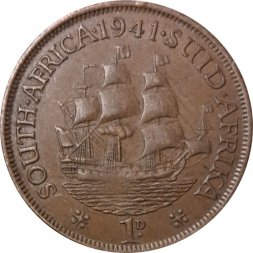 ЮАР 1 пенни 1941 год - Корабль "Дромедарис"
