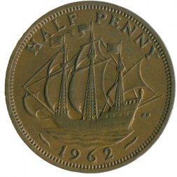Великобритания 1/2 пенни 1962 год 