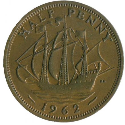 Великобритания 1/2 пенни 1962 год 