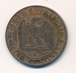 Франция 5 сантимов 1861 год - Император Наполеон III (K)