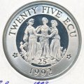 Великобритания 25 экю 1992 год
