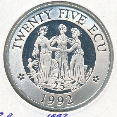 Великобритания 25 экю 1992 год