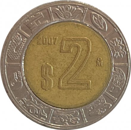Мексика 2 песо 2007 год - Хохлатый сокол