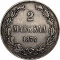 Финляндия 2 марки 1874 год S