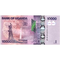 Уганда 10000 шиллингов 2013 год - Монумент независимости. Контурная карта Уганды UNC