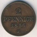 Саксония 2 пфеннига 1856 год
