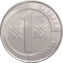 Финляндия 1 марка 1993 год (медно-никелевый сплав) - пробная, редкая, в запайке