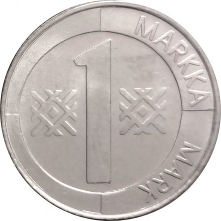 Финляндия 1 марка 1993 год (медно-никелевый сплав) - пробная, редкая, в запайке