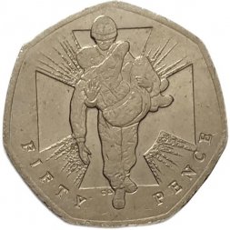 Великобритания 50 пенсов 2006 год - 150-летие учреждения Ордена Виктории (Героический акт)