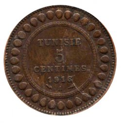 Тунис 5 сантимов 1916 год