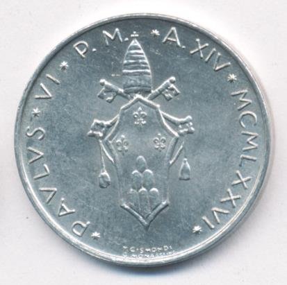Ватикан 10 лир 1976 год - Папа Павел VI