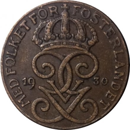 Швеция 1 эре 1930 год - Король Густав V