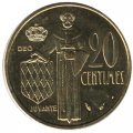 Монако 20 сантимов 1982 год (unc)