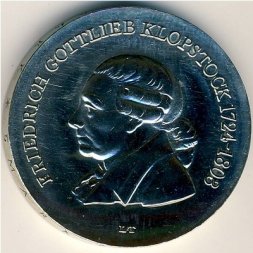 ГДР 5 марок 1978 год - 175 лет со дня смерти Фридриха Готлиба Клопштока
