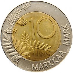 Финляндия 10 марок 1998 год - Глухарь