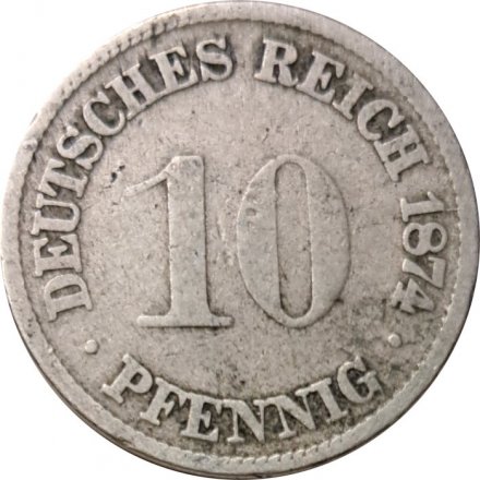 Германия 10 пфеннигов 1874 год (G)