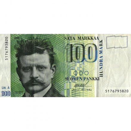 Финляндия 100 марок 1986 год -  Litt.А - VF