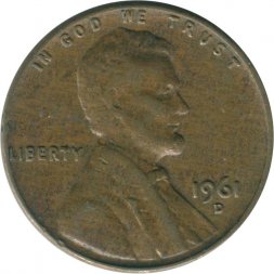США 1 цент 1961 год - Авраам Линкольн (D)