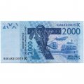 Сенегал 2000 франков 2003 год (K) - след от степлера - UNC