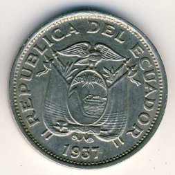 Эквадор 20 сентаво 1937 год