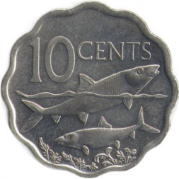 Багамские острова 10 центов 2010 год - Две скумбрии UNC