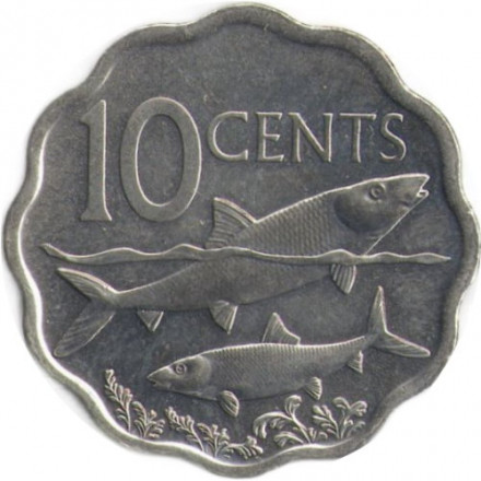 Багамские острова 10 центов 2010 год - Две скумбрии UNC