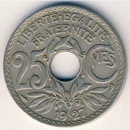 Франция 25 сантимов 1927 год