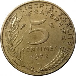 Франция 5 сантимов 1972 год - Марианна