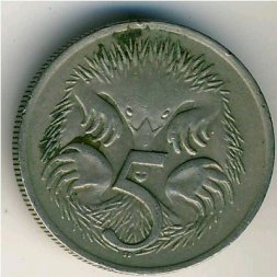 Австралия 5 центов 1975 год - Ехидна