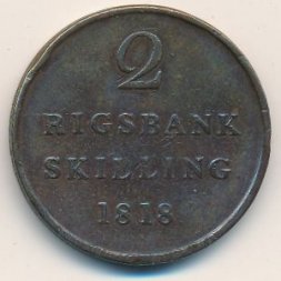 Дания 2 ригсбанкскиллинга 1818 год