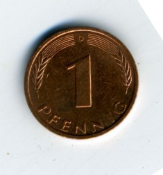 Монета Германия (ФРГ) 1 пфенниг 1995 год (D)