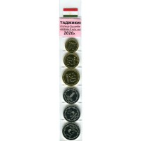 Набор из 6 монет Таджикистан 2020 год (в запайке)