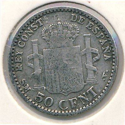 Испания 50 сентимо 1900 год