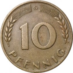 ФРГ 10 пфеннигов 1966 год - G