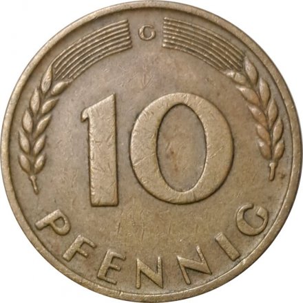 ФРГ 10 пфеннигов 1966 год - G