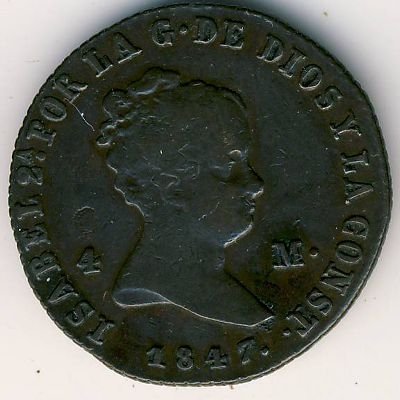 Испания 4 мараведи 1847 год