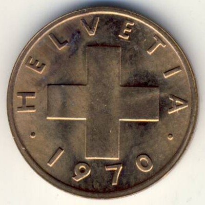 Швейцария 1 раппен 1970 год