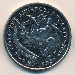 Монета Британская антарктическая территория 2 фунта 2009 год