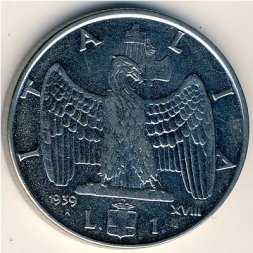 Италия 1 лира 1939 год