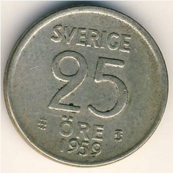Швеция 25 эре 1959 год
