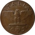 Италия 5 чентезимо 1937 год