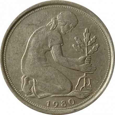 ФРГ 50 пфеннигов 1980 год (F)