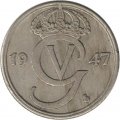 Швеция 50 эре 1947 год - Король Густав V (никелевая бронза, &quot;GV&quot; на аверсе)