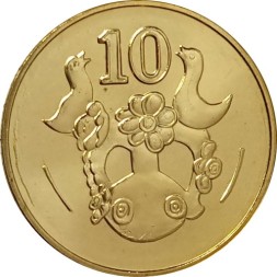 Кипр 10 центов 2004 год UNC