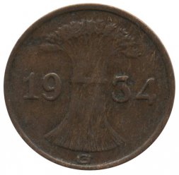 Веймарская республика 1 рейхспфенниг 1934 год (G)