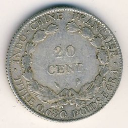 Французский Индокитай 20 центов 1930 год