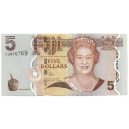 Фиджи 5 долларов 2007 год - Хохлатая игуана UNC